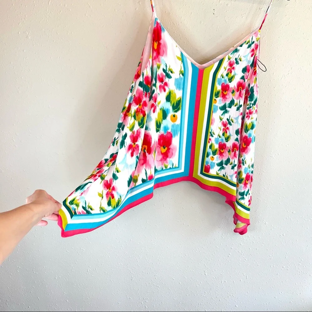 Zara Floral Print Asymmetrical Spaghetti Strap Top Size Medium NWT - Picture 4 of 9